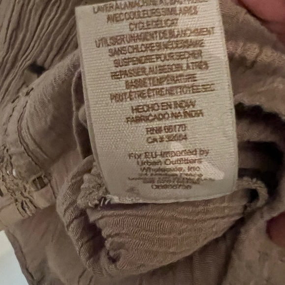 Free People Stars Lace Crochet Embellished Button Down Shirt Top Brown Beige M - Picture 11 of 11